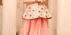 KF New Stunning Peach Embroidered Peplum Top Anarkali Gown