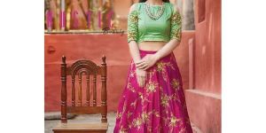 Pink Banarasi Silk Designer Lahenga Choli