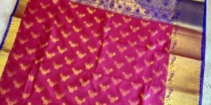 Hot Pink Banarasi Katan Silk Saree