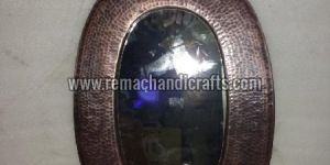 6006 Oval Shaped Hammered Copper Mirror