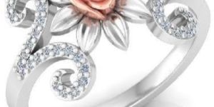 White Gold Diamond Engagement Ring Flower Concept