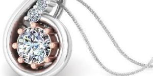 White Gold Round Shape Diamond Pendant
