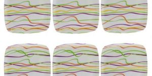 Multicolour Melamine Square Dinner Plate Set