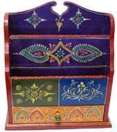 DMH03-AI01-Purple Wooden Magazine Holder with Drawer