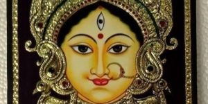 Devi Durga - Bengal Style Tanjore Painting - 10 In x 12 In