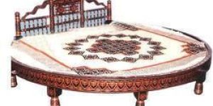 Wooden Sankheda Round Bed