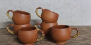 Terracotta Tea Cup with Cane Craft
