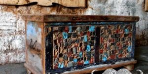 Antique Reclaimed Wooden Storage Trunk Box