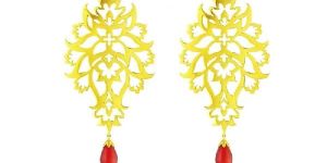 Gold Plated Flower Pattern Byzantine Motifs Earrings