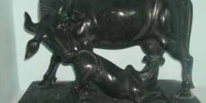 Cow Child Marble Statues