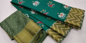 Ikat Printed Silk Saree