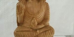 Wooden Light Brown Buddha Statue