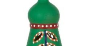 Rural Shades Terracotta Hand Painted Hanging Bell Lamp Green