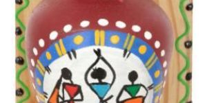 RURALSHADES Terracotta Traditional Warli Painted Maroon Pot Key Holder
