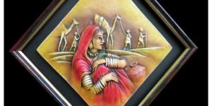 Terracotta Sculpted Indian Lady 3d Frame