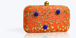 Orange Nakashi Embroidered Rectangular Clutch