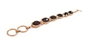 Silver Plated Black Tourmaline Stones String Bracelet in Sterling Silver