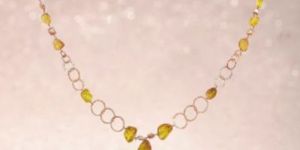 Silver Plated Uncut Citrine Swarovski Crystal Necklace