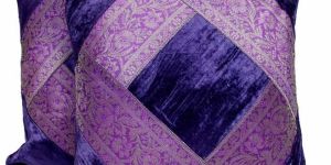 2 Traditional Banarsi Silk Brocade Velvet Indian Ethnic Decorative Purple Throw Pillow Cushion Cover