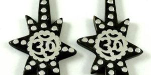 a Pair of Black Coconut Fake Gauge Wood Treditional Wooden Earrings