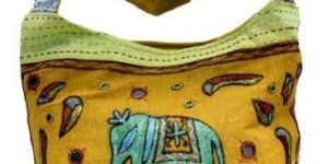 Cotton Canvas Embroidered Elephant Handcrafted Mirror Work Tote Hippie Indian Sling Cross Body Bag