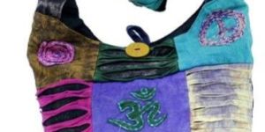 Cotton Canvas Multi Color Ripped Nepal Indian Sling Cross Body Long Shoulder Bag