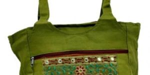 Traditional Ethnic Elephant Design Green Color Embroidered Indian Rajasthani Style Tote Ladies Sling