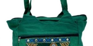 Traditional Ethnic Elephant Design Green Color Embroidered Indian Rajasthani Style Tote Ladies Bag