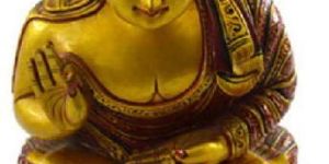 Handmade Kadam Wood Gold Work Buddha Statue