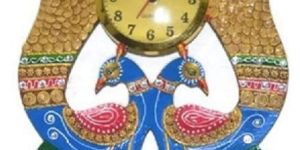Handmade Wooden Peacock Shaped Wall Clock