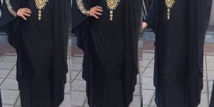 Black-Golden Hand Embroidery Farasha Kaftan