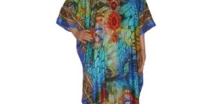 Multicolor 100% silk kaftan