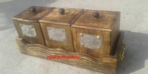 Wooden Vintage Kitchen Three Box Container Set
