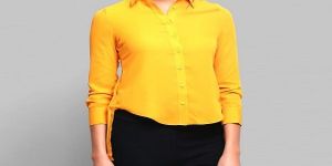 Solid Yellow Flared Shirt - Atiz Fashion House