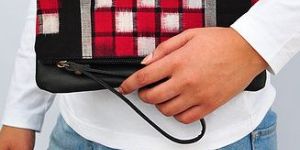 Red Black Ikat iPad Sleeve Cum Fold Clutch