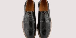 Black Burnished Longwing Brogue Hybrid Footwear
