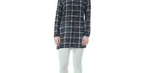 BLUE CHECK GEORGETTE LONG SHIRT