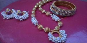 Silk Thread Necklace Set with Bangles