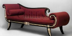 Chilifry Tinsel Royal Black & Golden Rosewood made 3 Seater Sofa cum Couch