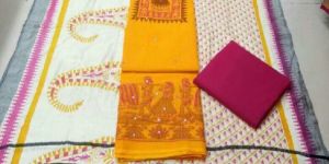 Handloom Cotton Embroidered with Pashmina Dupatta