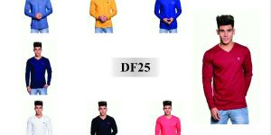 Men's T Shirt DF25 Full Sleeves Plain V Neck
