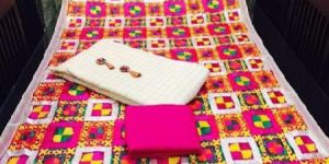 Chanderi Suit Set with Phulkari Work Dupatta