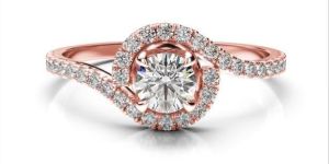 Real Round Diamond Engagement Ring in 14k Gold