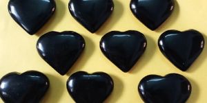 Black Obsidian Stone Puffy Hearts