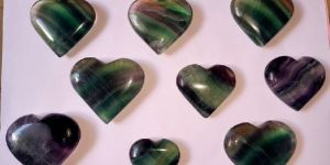 Fluorite Stone Puffy Hearts