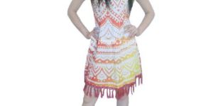 Orange Mandala Sleeveless Party Dress