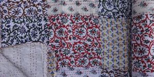 Patchwork Block Print Kantha Quilt