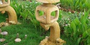 Teak Sandstone Lamp Post