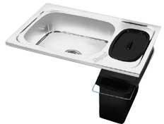 Single Sink with Drain Board & Garbage Bin