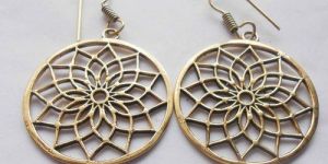 Handmade Spiral Gold Plated Brass Earrings